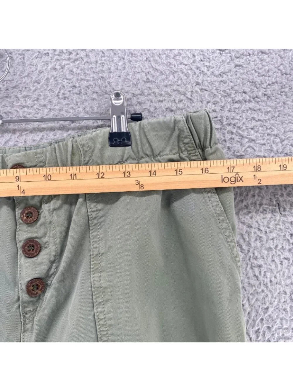 Free People Pants Women Small Cadet Green Pull On Jogger Capri Button Fly Twill